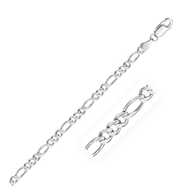 Bracelet Figaro en Or Blanc 14k - 3,8 mm