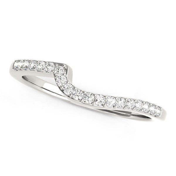 Banda de Boda de Diamante Redondo con Diseño Curvado en Oro Blanco de 14k