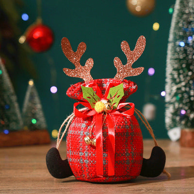 Christmas Apple Bag Antlers Checkered Cloth Gift Bag Christmas Eve Kindergarten Children's Small Gift Candy Bag - Korvel