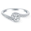 Anillo de Compromiso con Halo de Diamantes en Oro Blanco de 14k con Diseño Bypass
