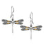 18k Yellow Gold & Sterling Silver Dragonfly Drop Earrings
