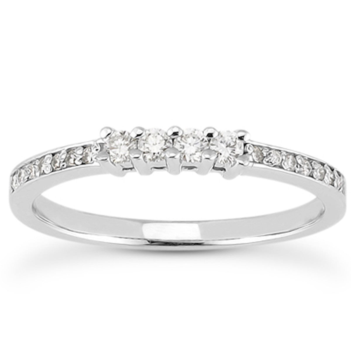 Anillo de boda de diamantes de oro blanco de 14k con engastes de pavé y garras
