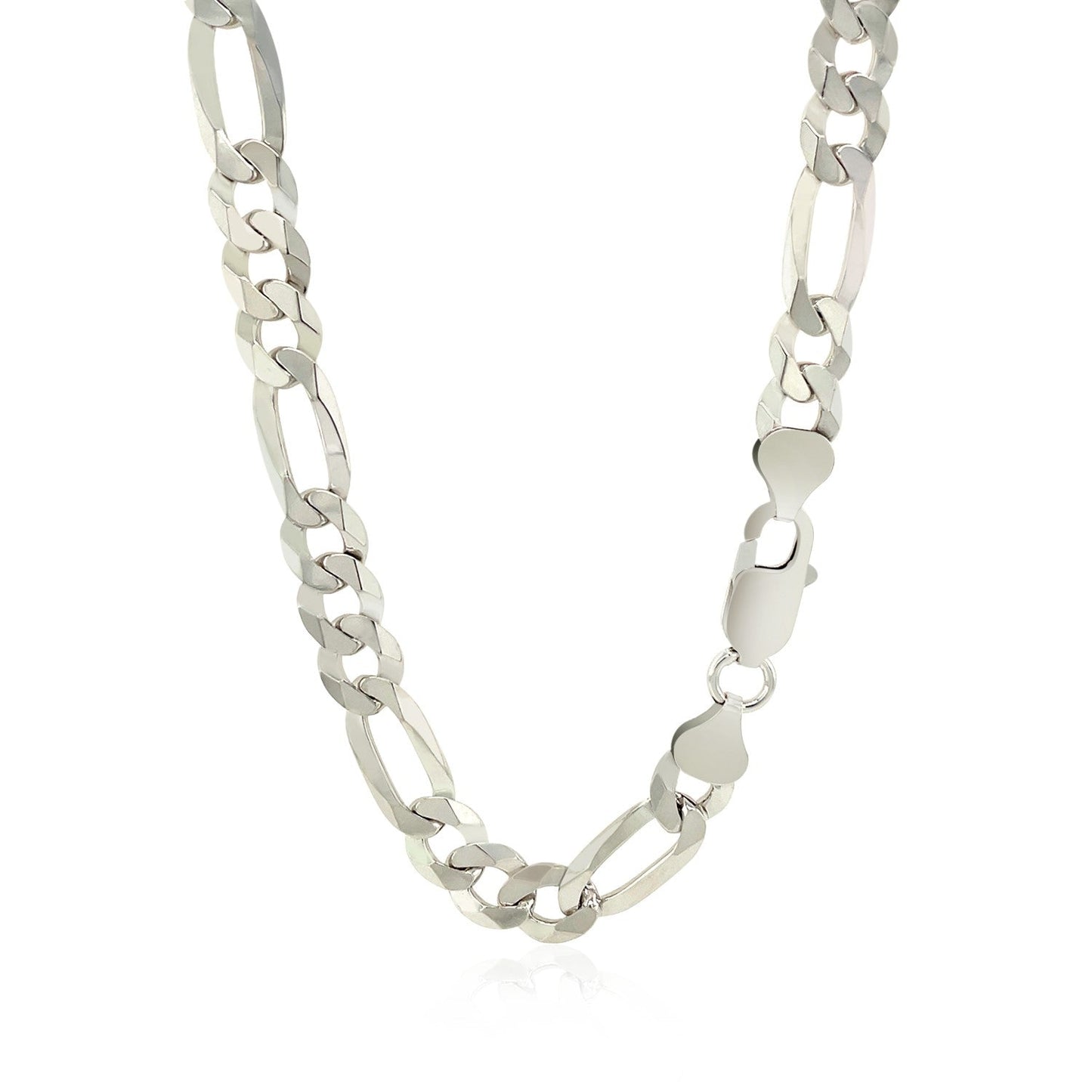 Rhodium Plated Sterling Silver Figaro Chain - 8.1mm