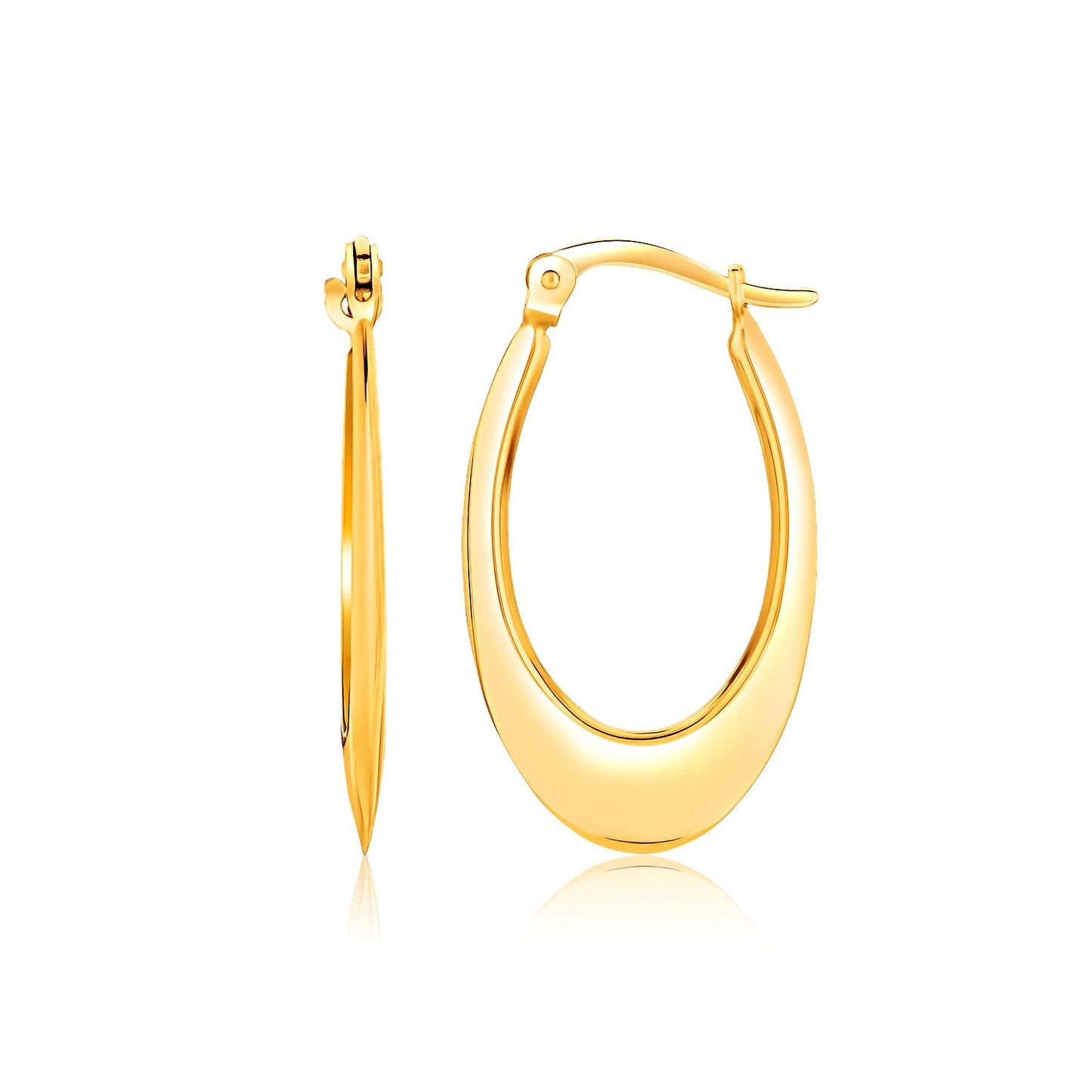 Pendientes Ovalados Abiertos Graduados de Oro Amarillo de 14k