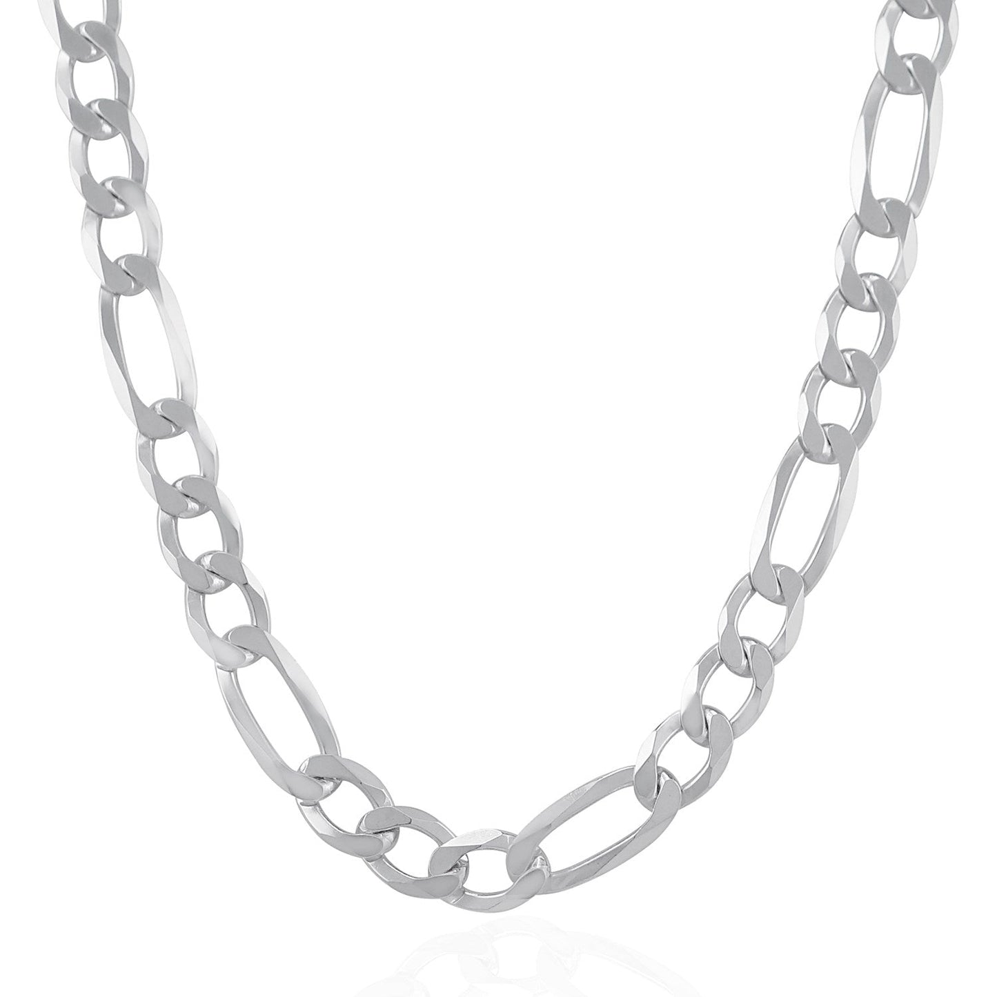 Rhodium Plated Sterling Silver Figaro Chain - 8.8mm