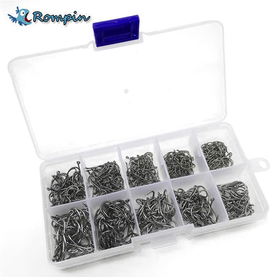Rompin 500pcs Mixed Size High Carbon Steel Fishing Hooks
