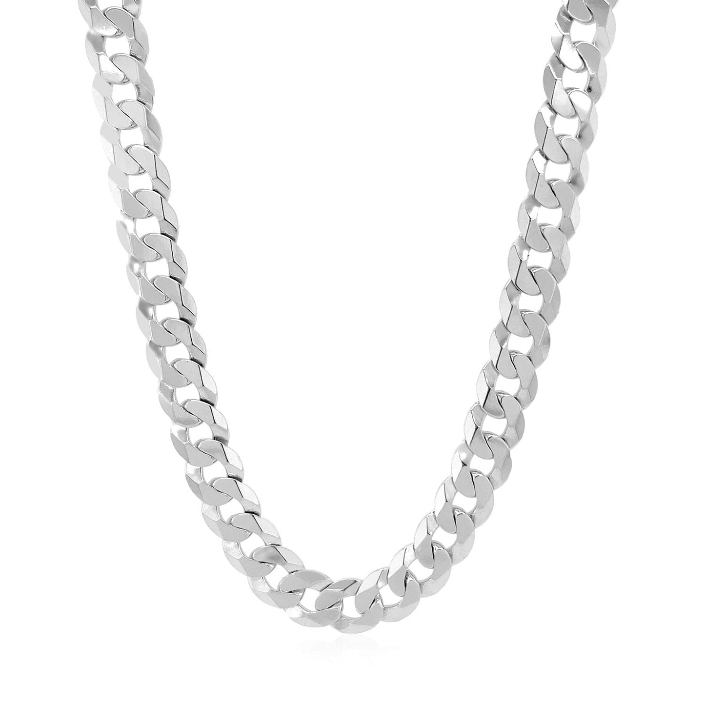 Rhodium Plated Sterling Silver Curb Chain Necklace