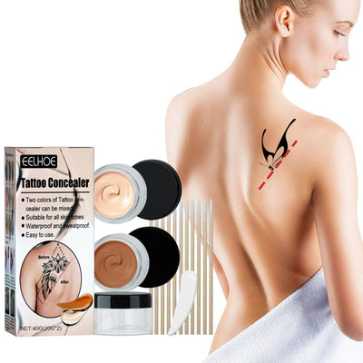 Tattoo Concealer, Waterproof Brightening Cover Tattoo Scars Birthmark Invisible Two-Tone Concealer - Korvel