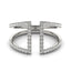 Bague en diamant à double bande en or blanc 14 carats au style ouvert