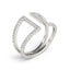 Bague en diamant à double bande en or blanc 14 carats au style ouvert
