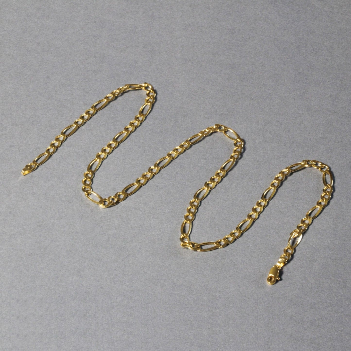 10K Yellow Gold Solid Figaro Chain - 4.50 mm