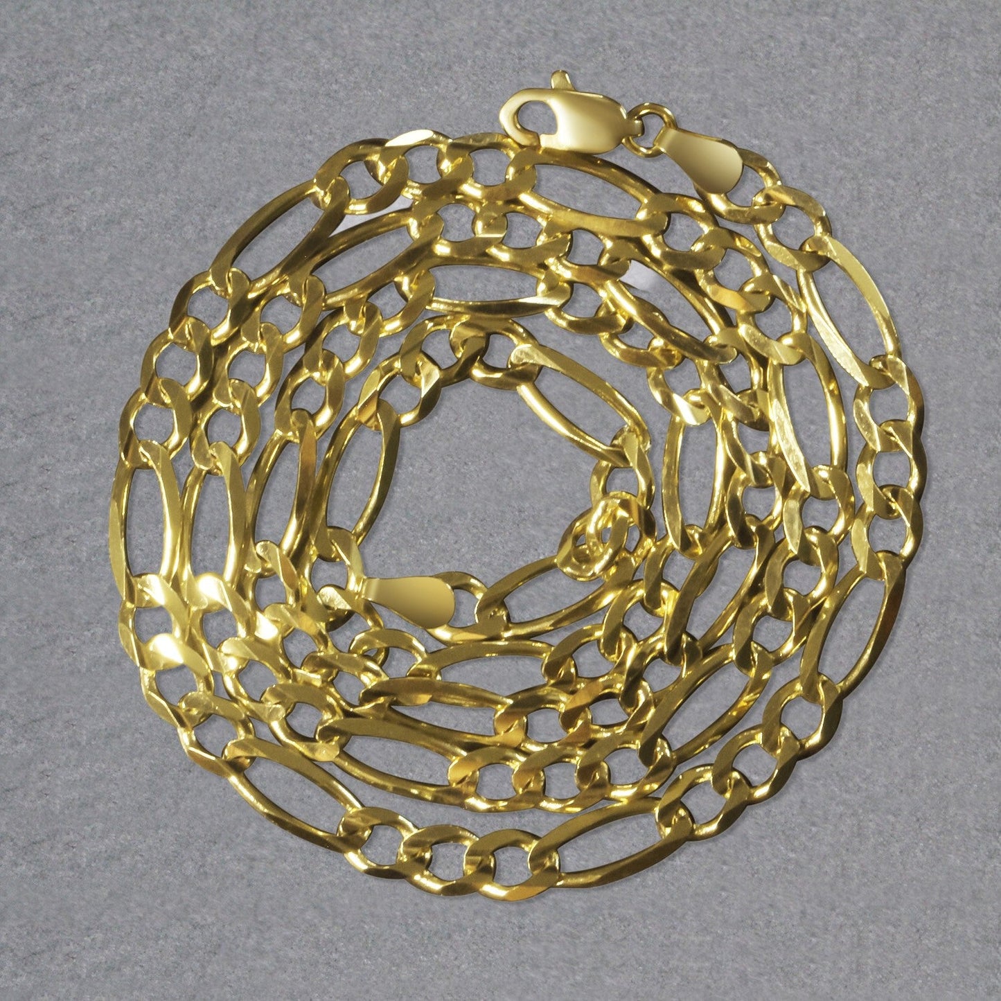 10K Yellow Gold Solid Figaro Chain - 4.50 mm