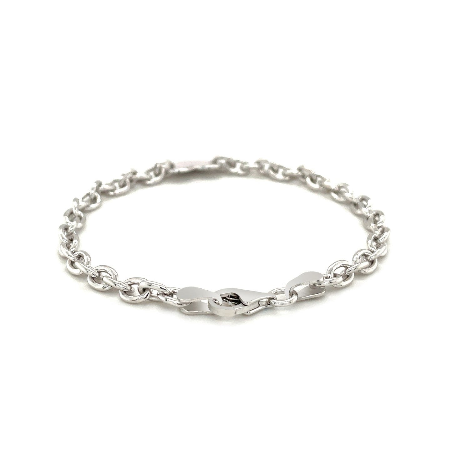 Bracelet en chaîne en argent sterling plaqué rhodium avec cœur