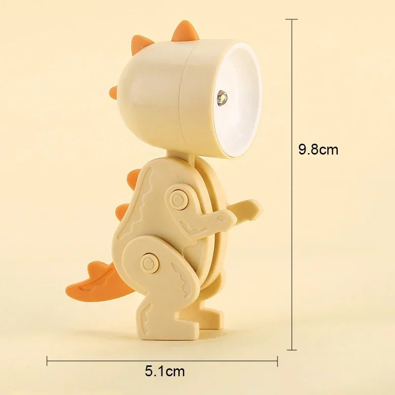 Mini Dinosaur Night Light Battery Magnetic Folding Nights Lamp Bedroom Bedside Table Ornaments Children's Toys LED Night Lights - Korvel