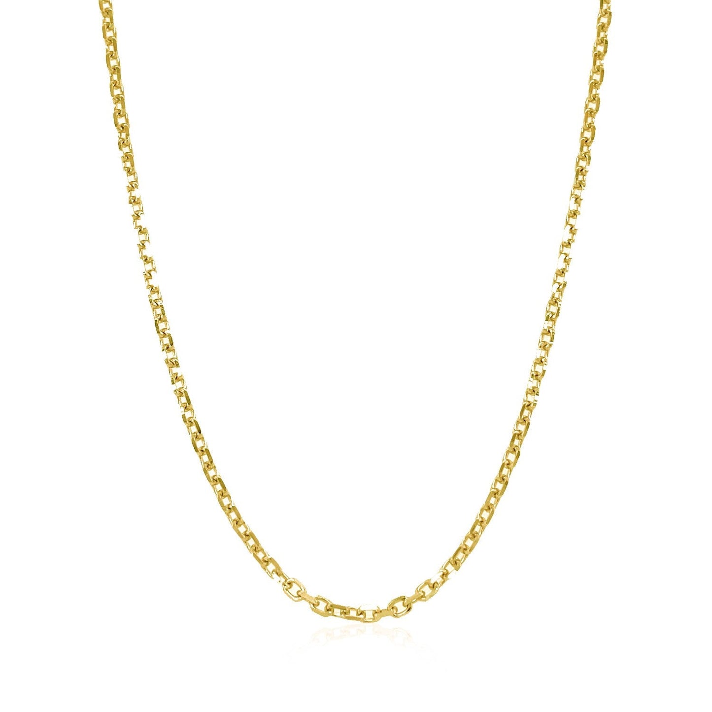 Cadena de eslabones de cable cortada con diamante de oro amarillo de 14k 1.8mm