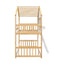 Twin over Twin House Bunk Bed with Roof , Window, Window Box, Door , with Safety Guardrails and Ladder, Natural/White - Korvel