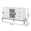 Modern characteristic storage cabinet side panel with glass sliding door and 3 drawers, dining table cabinet in white color - Korvel