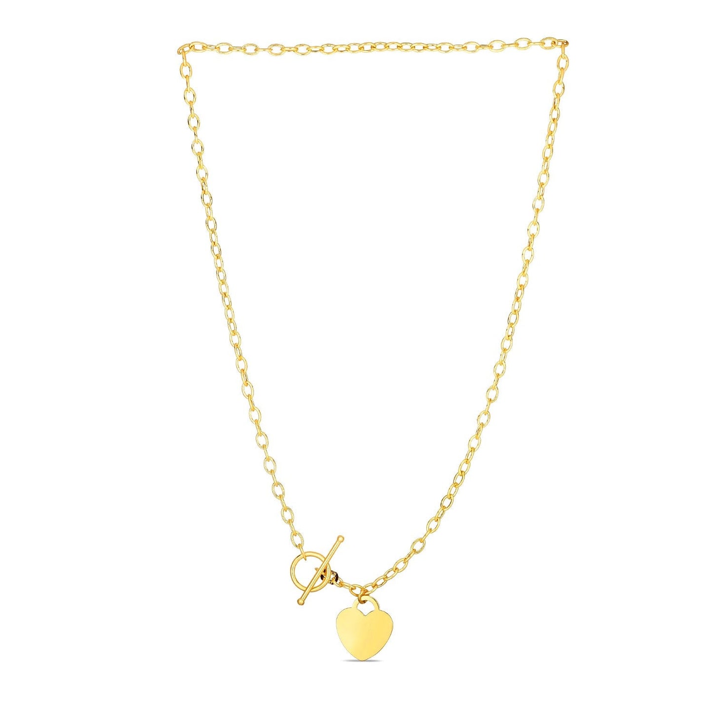 Collar de Toggle de Oro Amarillo de 14k con Charm de Corazón