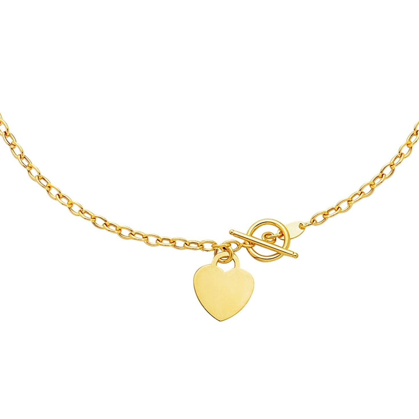 Collar de Toggle de Oro Amarillo de 14k con Charm de Corazón