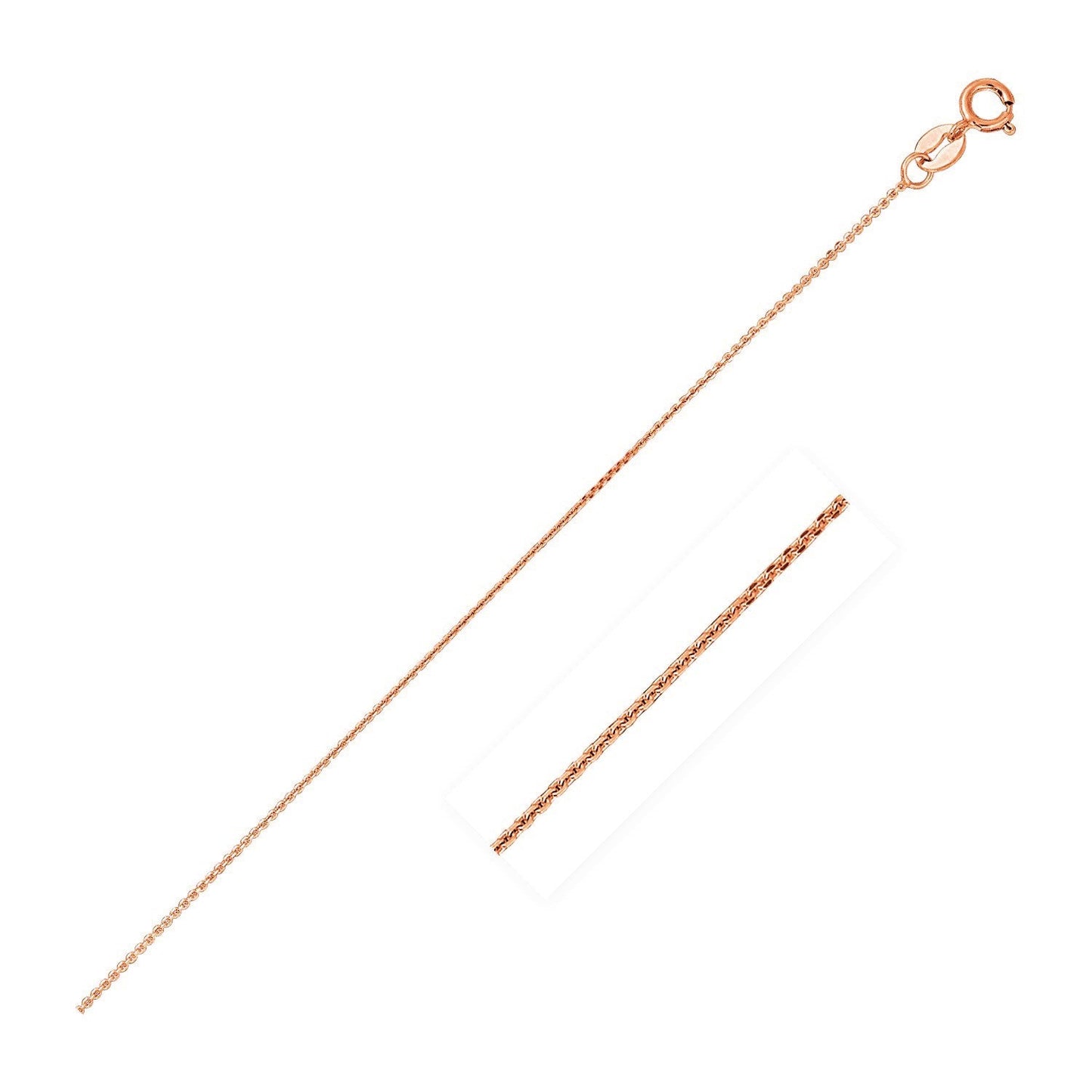 14k Pink Gold Diamond Cut Cable Link Chain - 0.8mm