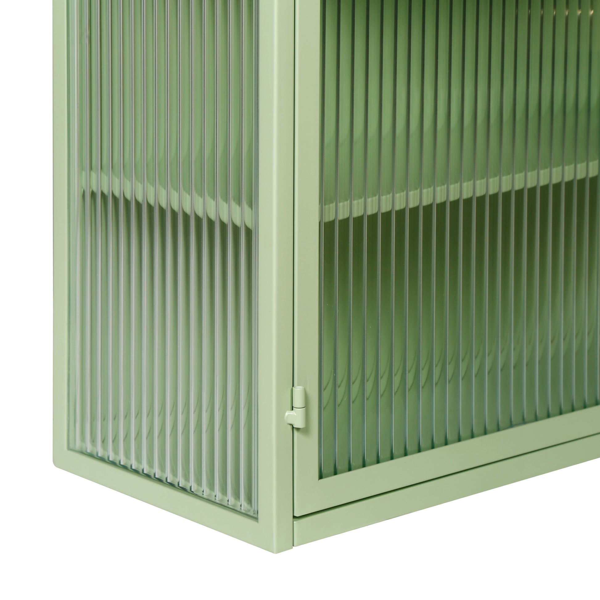 27.56"Glass Doors Modern Two-door Wall Cabinet with Featuring Three-tier Storage Mint Green - Korvel
