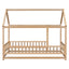 Lit en bois taille twin avec cadre de toit de maison et barrières de sécurité