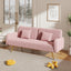 70.47" Pink Fabric Double Sofa with Split Backrest and Two Throw Pillows - Korvel