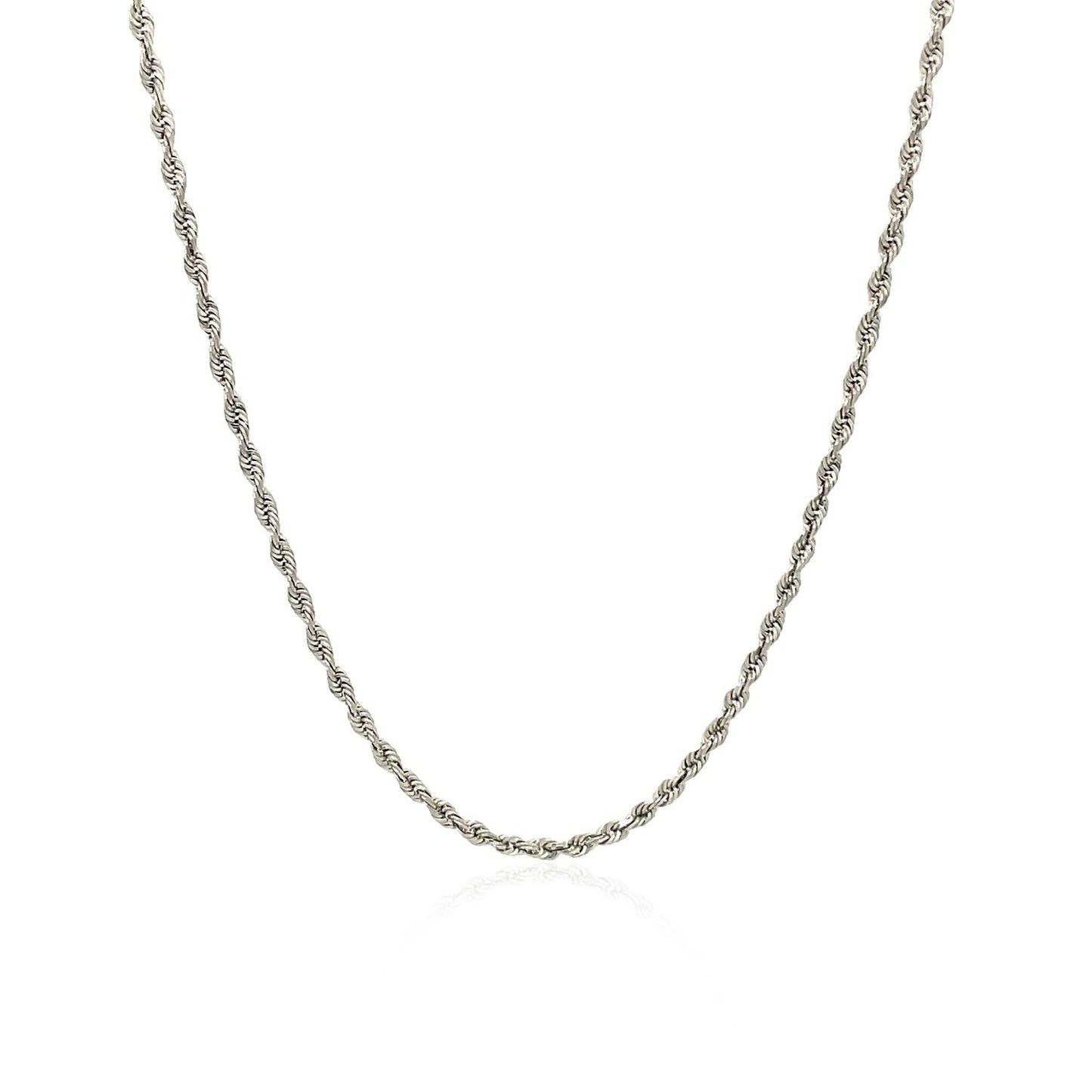 Cadena de cuerda cortada con diamante de oro blanco de 10k 1.5mm