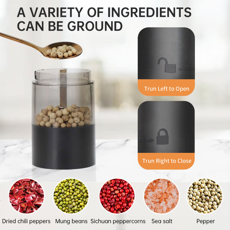 USB Rechargeable Electric Pepper & Sea Salt Grinder Set