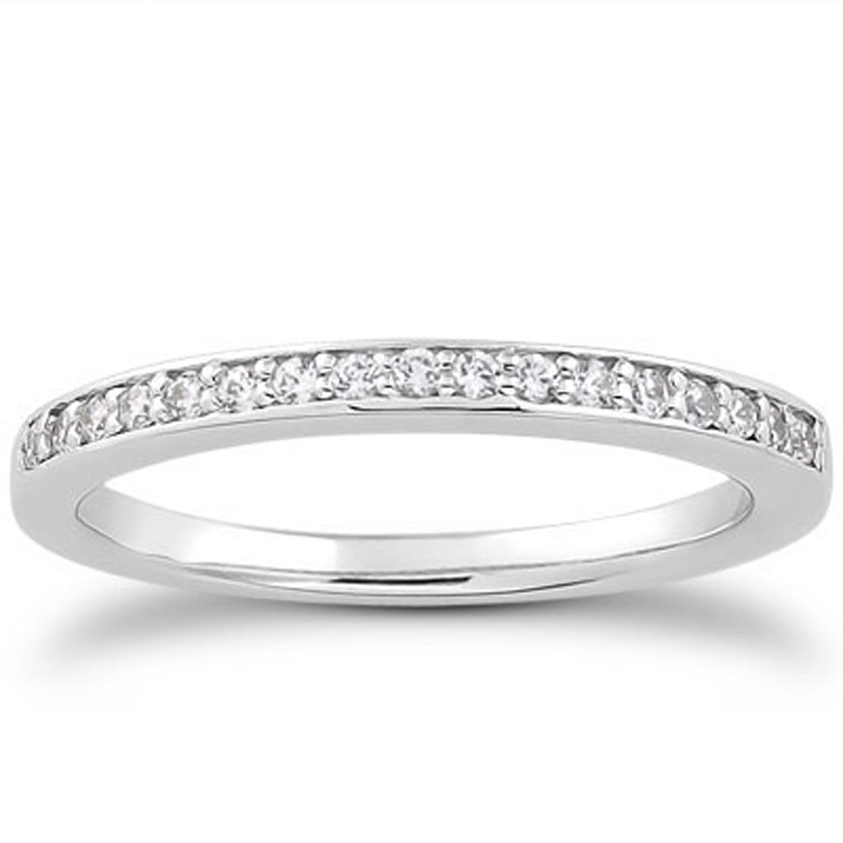 Bague de mariage en diamant micro-pavé en or blanc 14 carats