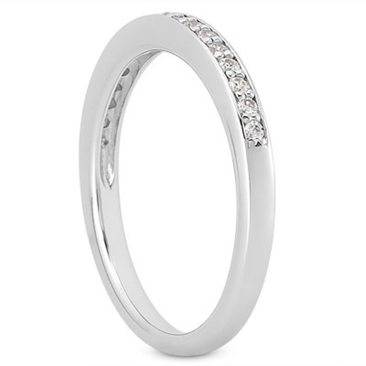 Bague de mariage en diamant micro-pavé en or blanc 14 carats