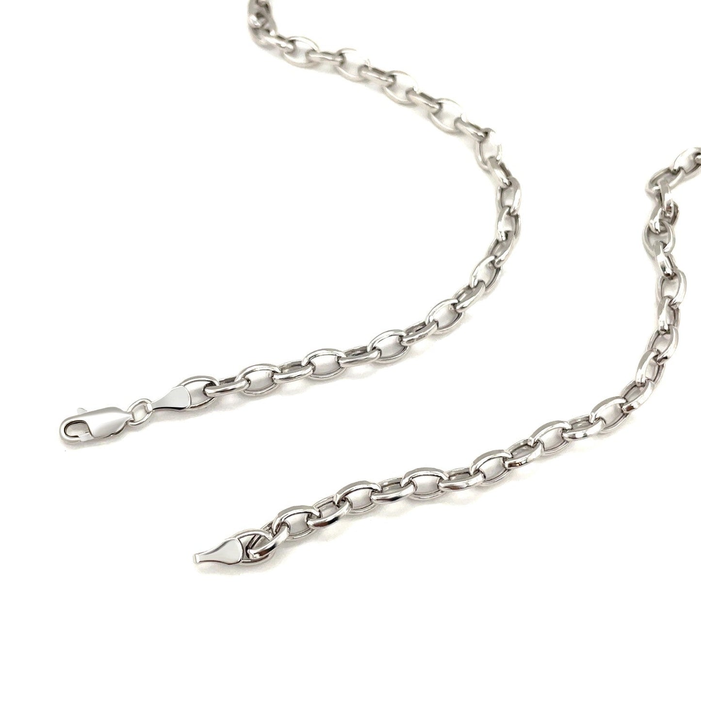 Chaîne Rolo Ovale en Or Blanc 14k - 4,6 mm