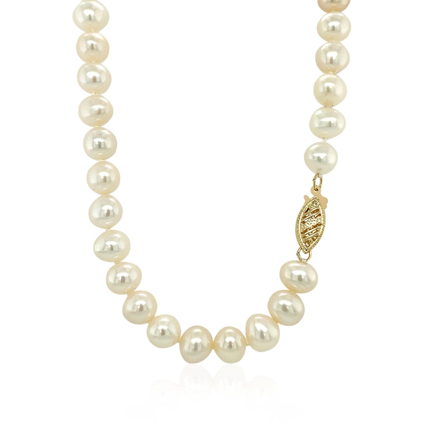 Collar de Oro Amarillo de 14k con Perlas Cultivadas de Agua Dulce