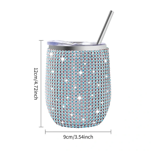 Tasse à vin en diamant de 12 oz avec couvercle hermétique
