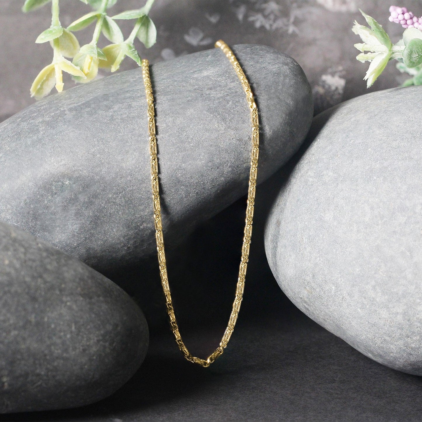 14k Yellow Gold Diamond Cut Fancy Links Pendant Chain