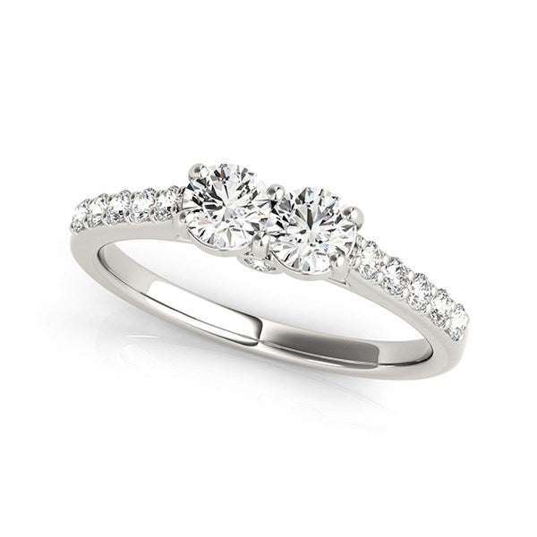 14k White Gold Round Two Stone Diamond Ring
