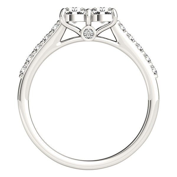 14k White Gold Round Two Stone Diamond Ring