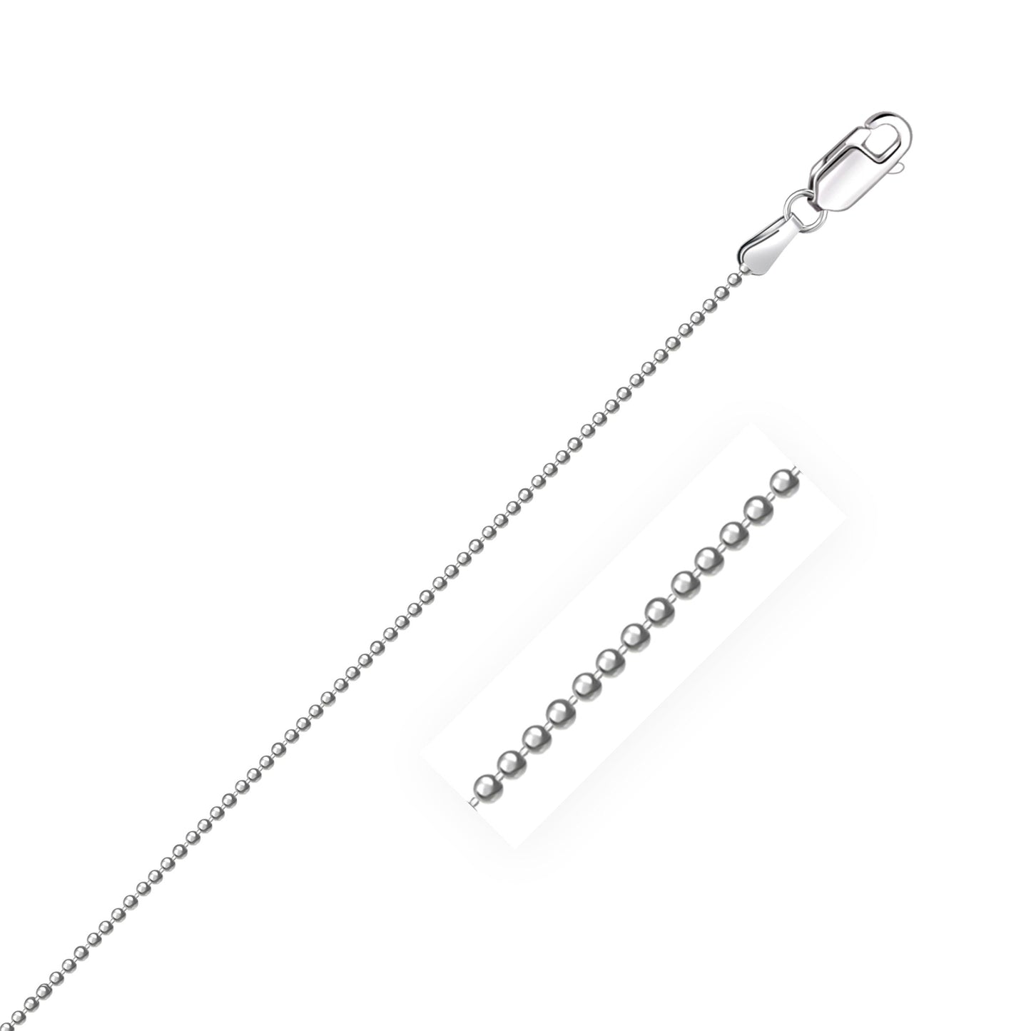 Chaîne à perles en or blanc 14k avec taille diamant 1,2 mm
