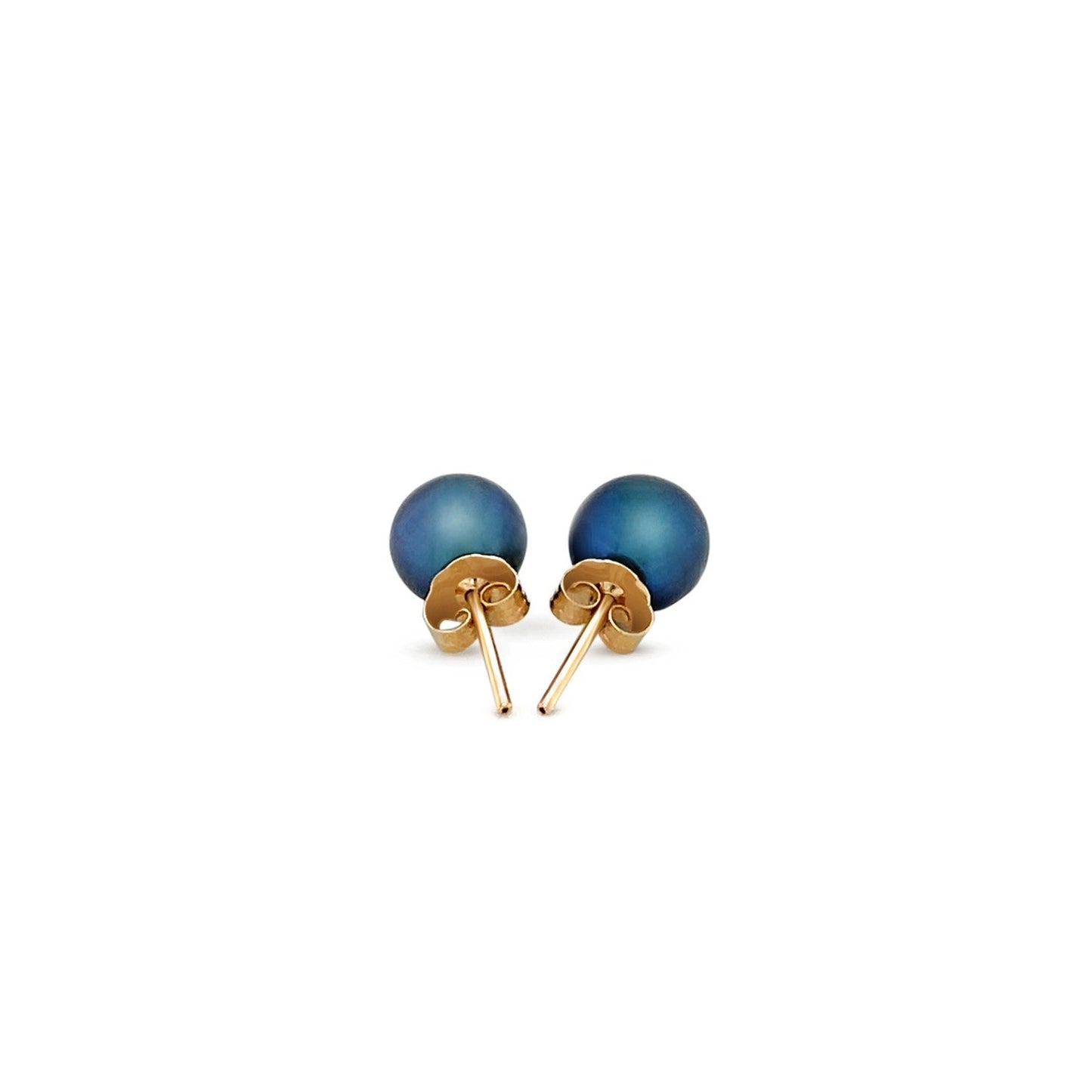 Pendientes de perla negra cultivada de oro amarillo de 14k (7.0 mm)