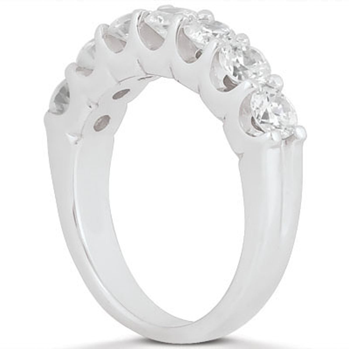 14k White Gold Diamond Scalloped Wedding Ring Band