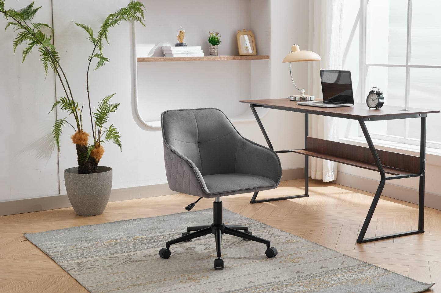 Velvet Office Desk Chair, Modern Home Desk Chair with Wheels , Vanity Chairs for Living Room, Bedroom,Study Room - Korvel