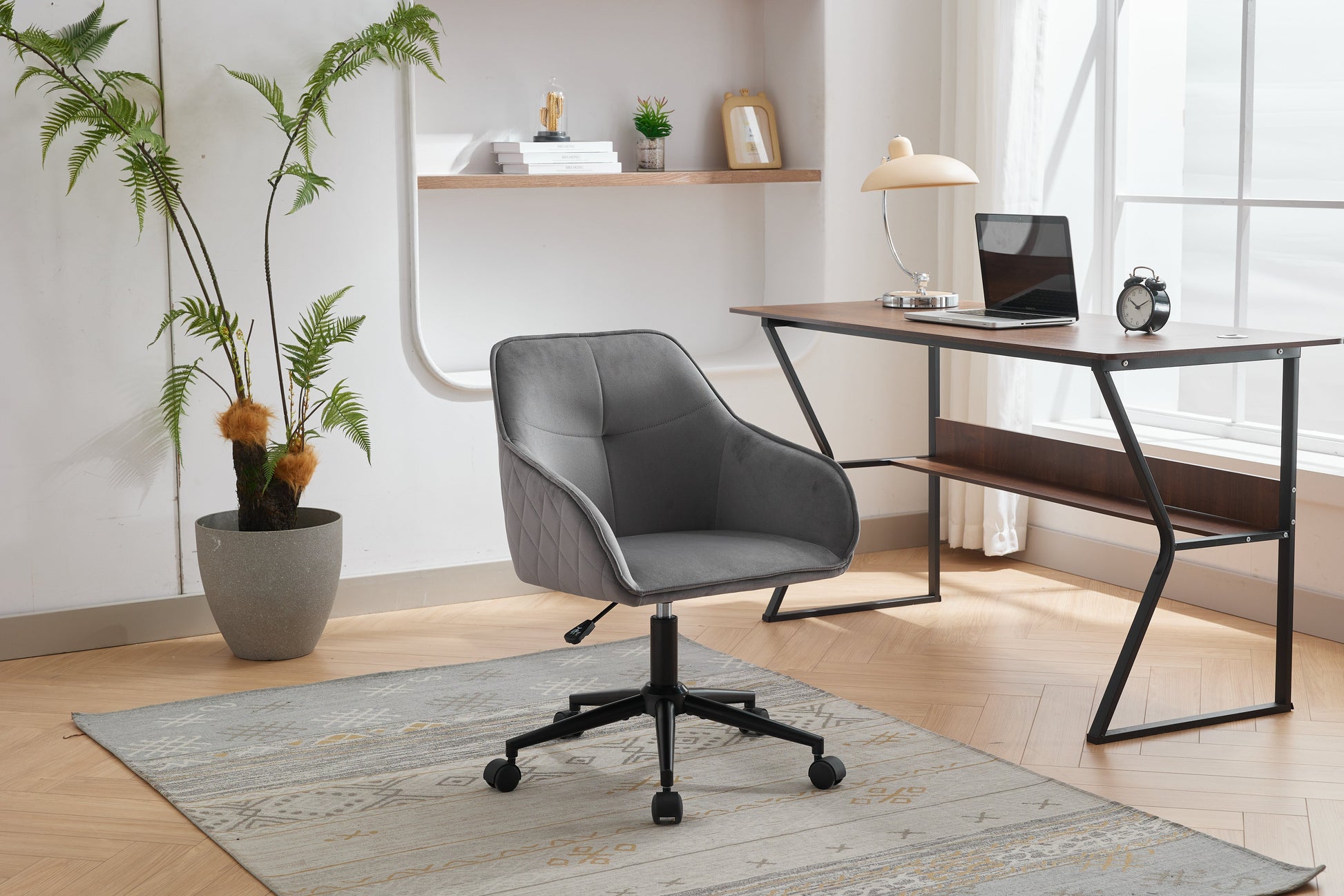 Velvet Office Desk Chair, Modern Home Desk Chair with Wheels , Vanity Chairs for Living Room, Bedroom,Study Room - Korvel