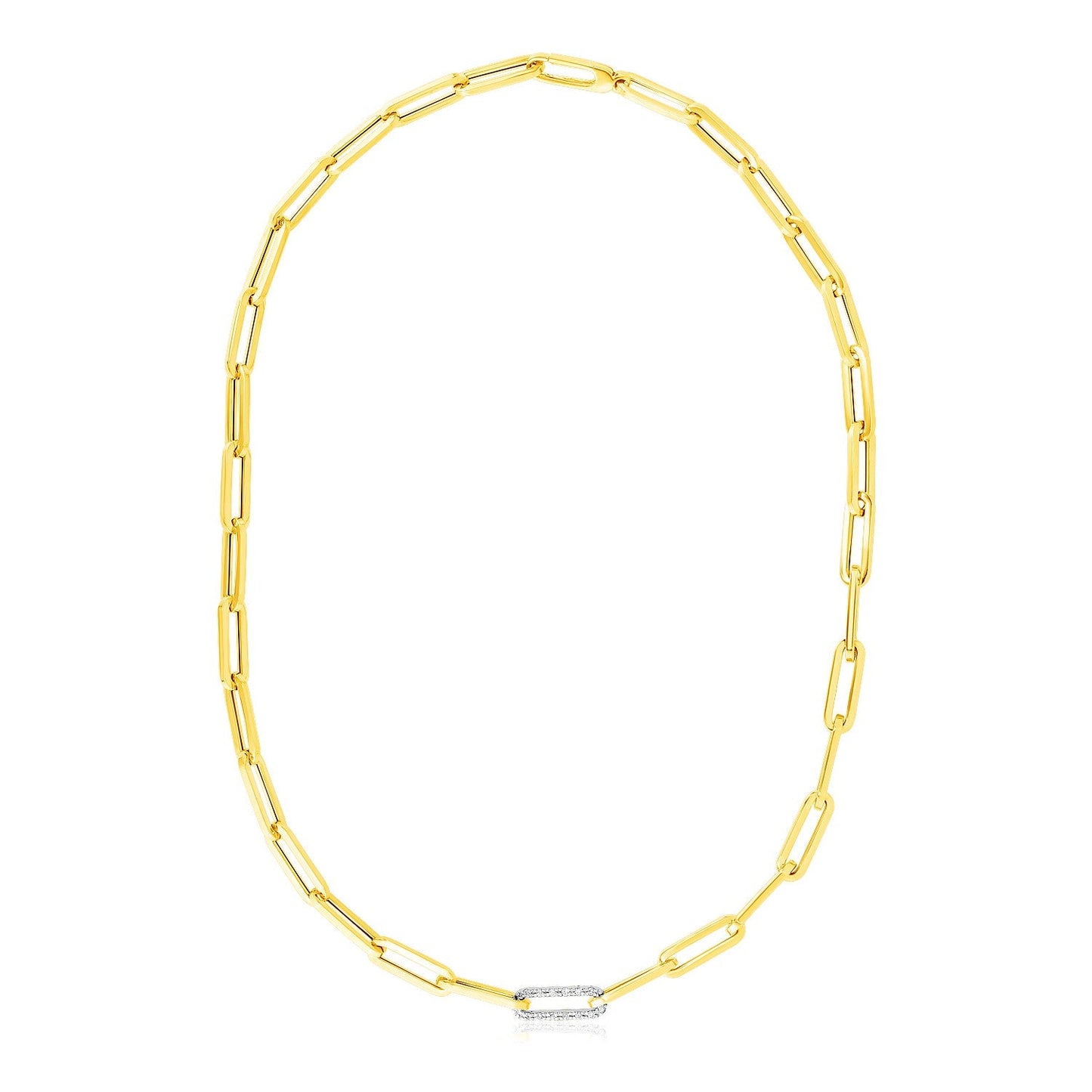 Collier en chaîne en or jaune 14k avec maillon en diamant