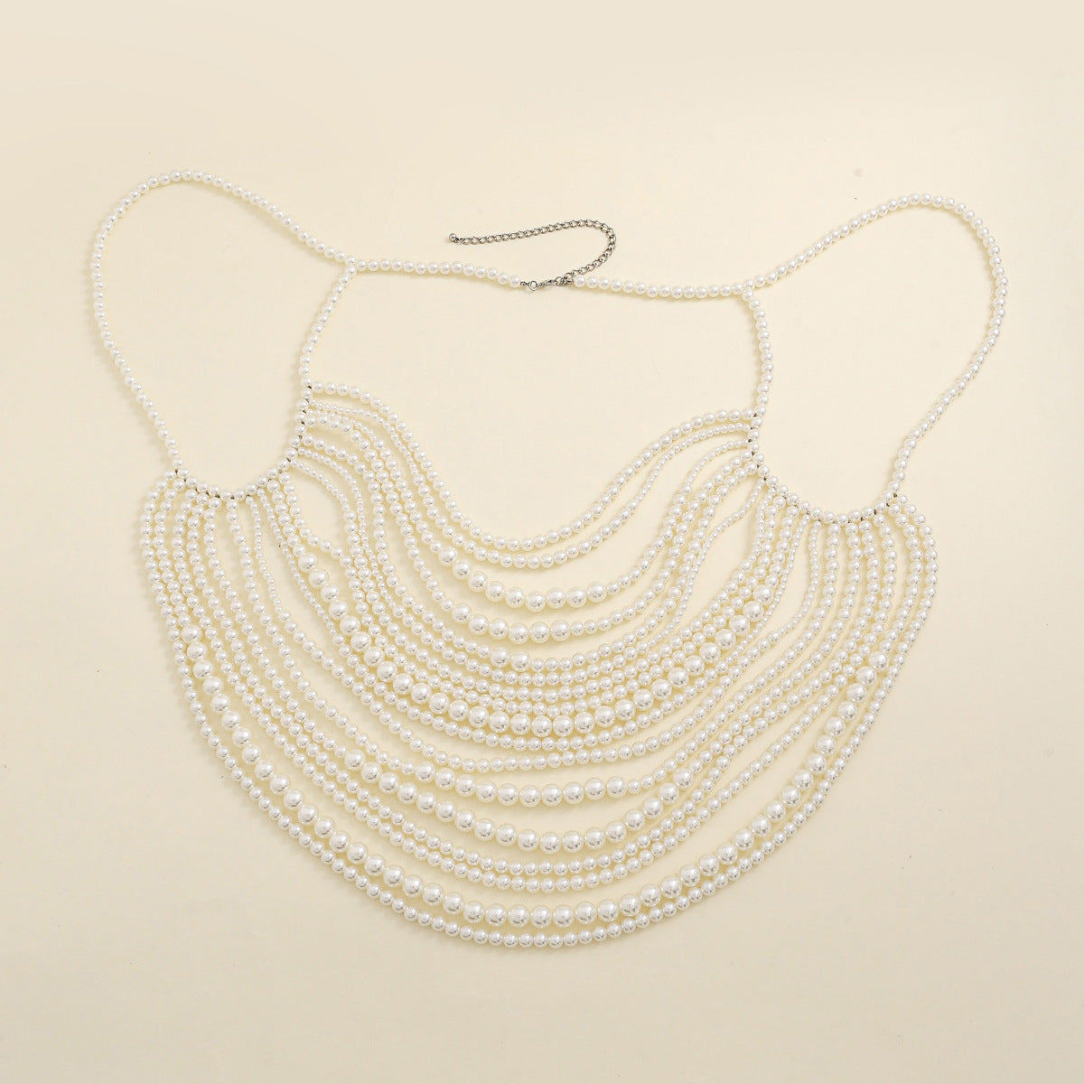 Multi Layer Imitation Pearl Black Chain Body Chain