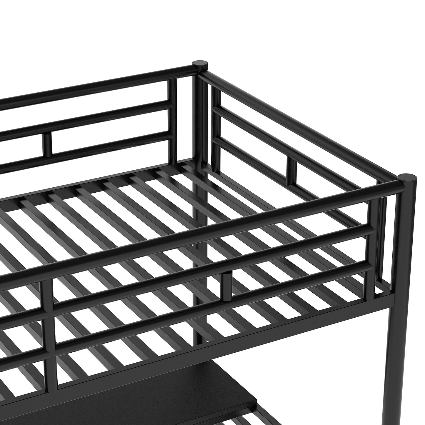 Metal Loft Bed Frame with Desk  No Box Spring Needed Twin Black - Korvel