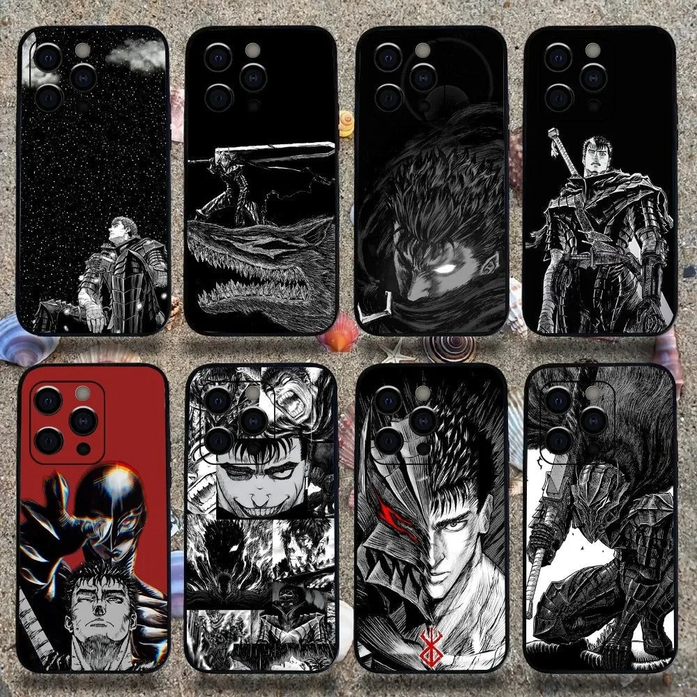 GutsrkiPhone Coque Anime pour iPhone 15 et SE Noir