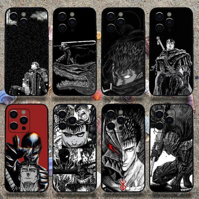 GutsrkiPhone Coque Anime pour iPhone 15 et SE Noir