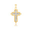 Pendentif croix en or 14 carats bicolore avec taille diamant