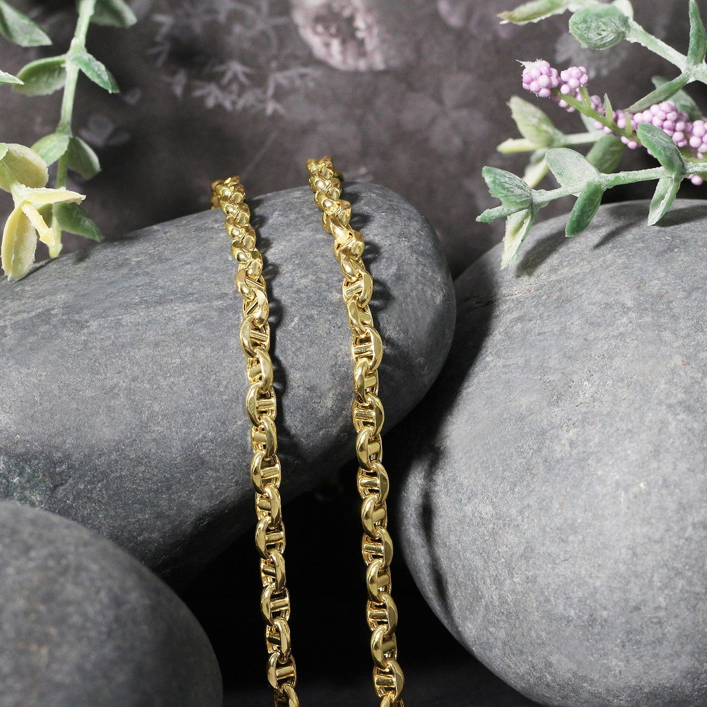 Collar de cadena de ancla de oro amarillo de 14k de 4.5mm