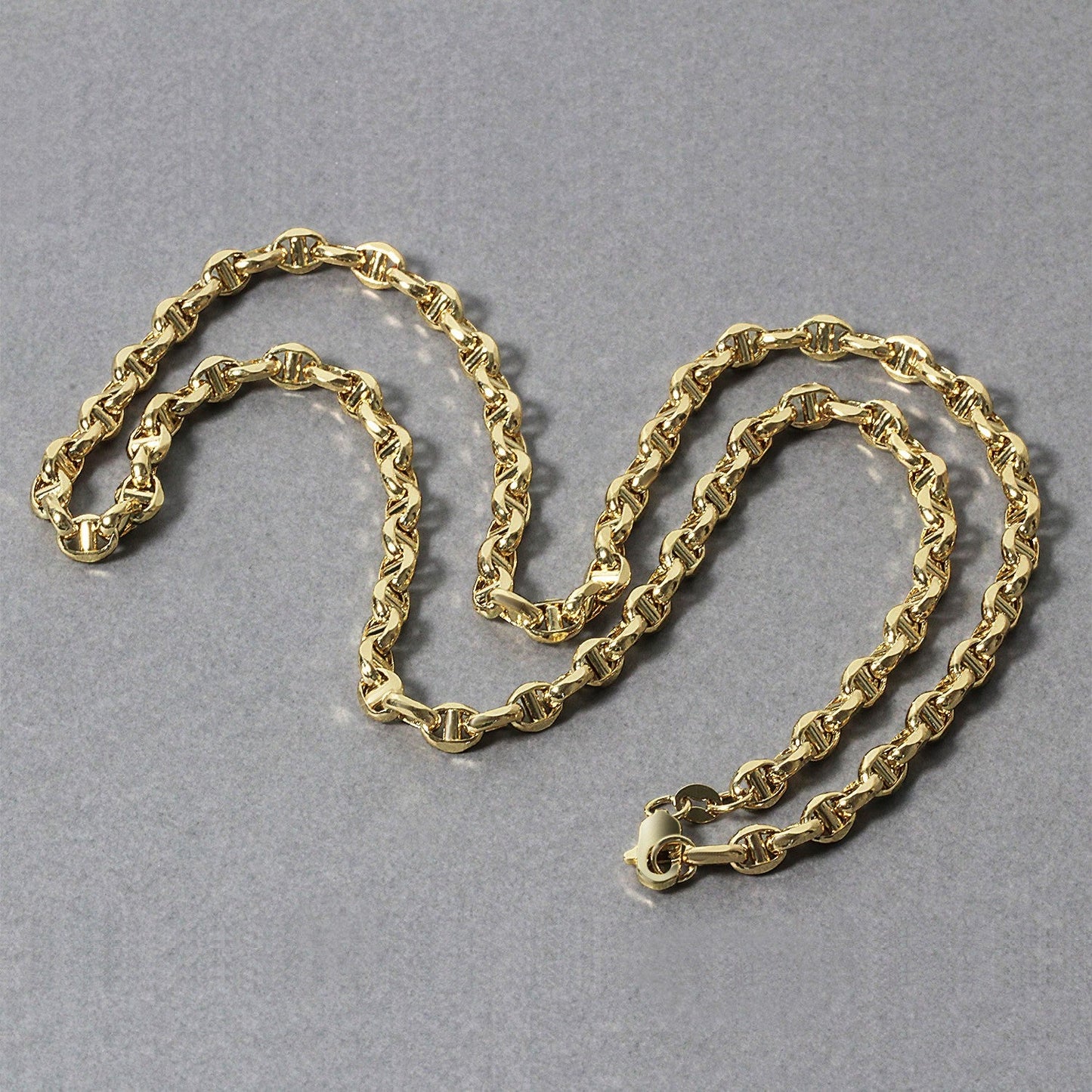Collar de cadena de ancla de oro amarillo de 14k de 4.5mm